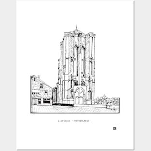 Zierikzee Netherlands Saint-Livinus Monster Tower Pen and Ink Illustration Posters and Art